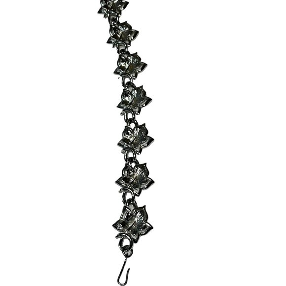 Vintage Coro Silver Tone Art Deco Maple Leaf Bracelet - Picture 7 of 8